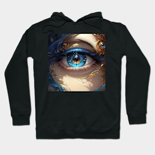 Closeup of a Colourful blue eye Hoodie